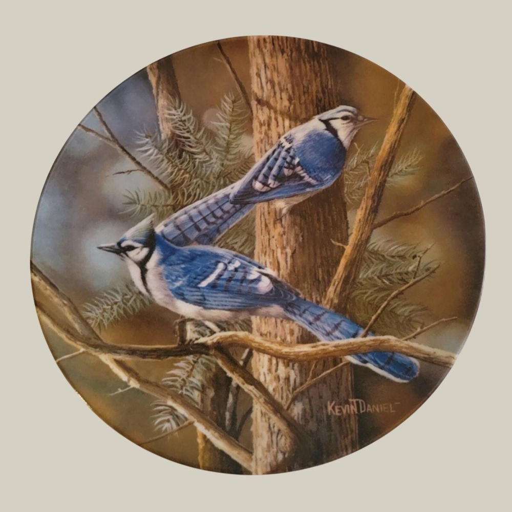Vintage Knowles Blue Jay Collector Plate Kevin Daniel Birds Garden 1985